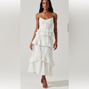 Astr White Ruffled Two Piece Set